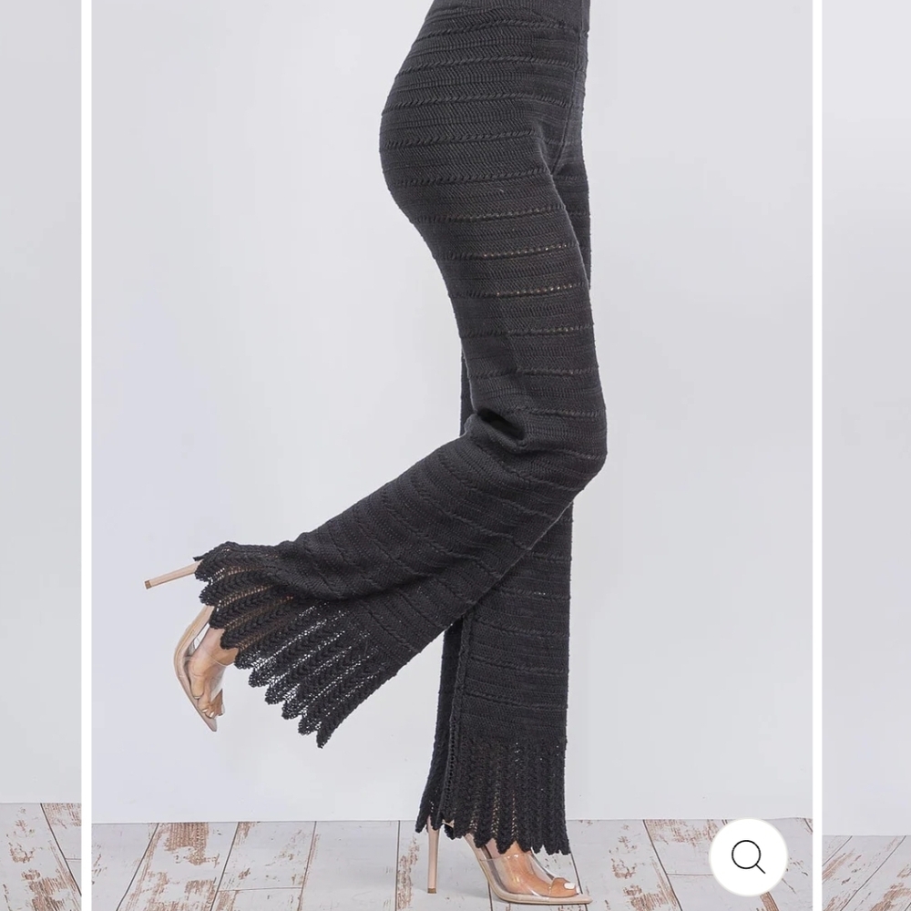 Elegant Black Knit Flare Pants